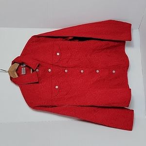 Chico's Women's Red Long Sleeve Snap Button Blazer, 2